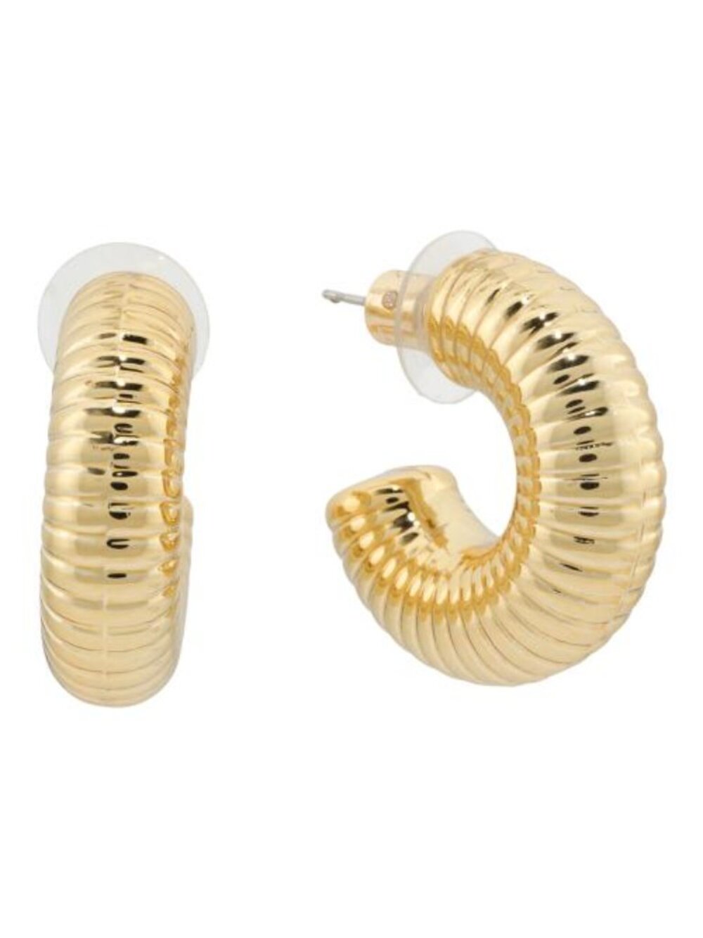 DANNIJO Gold Plated Ribbed Hoop Earrings